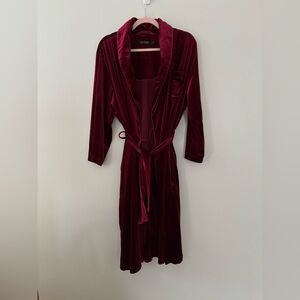 Lauren Ralph Lauren Dark Red Velvet Robe Monogram Large L